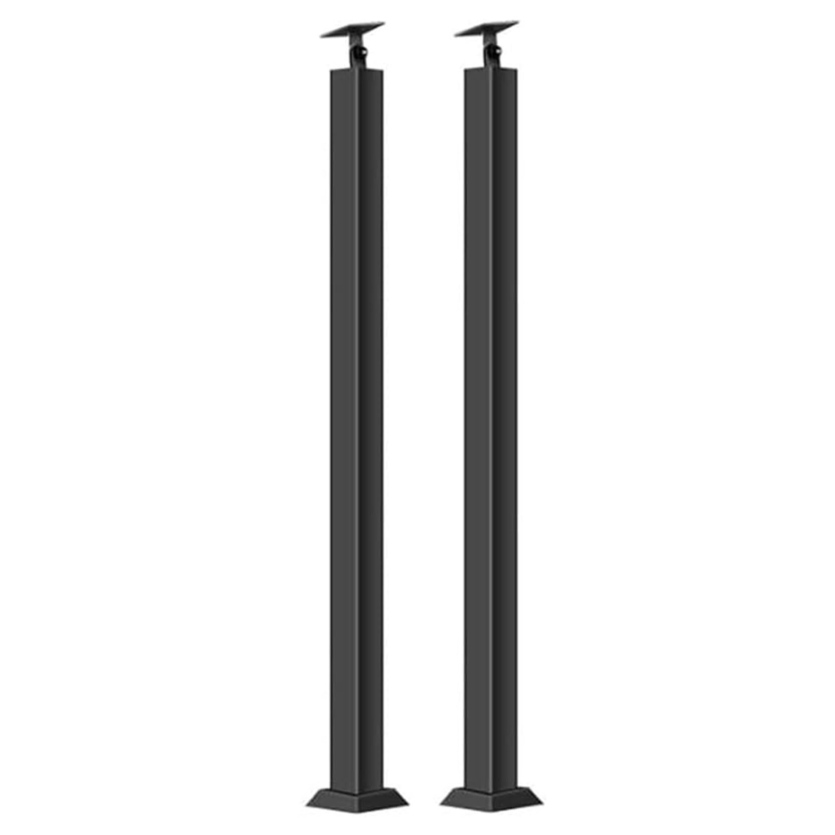 GOUZIBHD 2 Pack Iron Handrail Posts,Square Stair Baluster Posts,270° Adjustable Metal Railing Spindles with Flat Support Base,for Deck Balcony Stair Railing(Size:95cm/37.4in,Color:Black)
