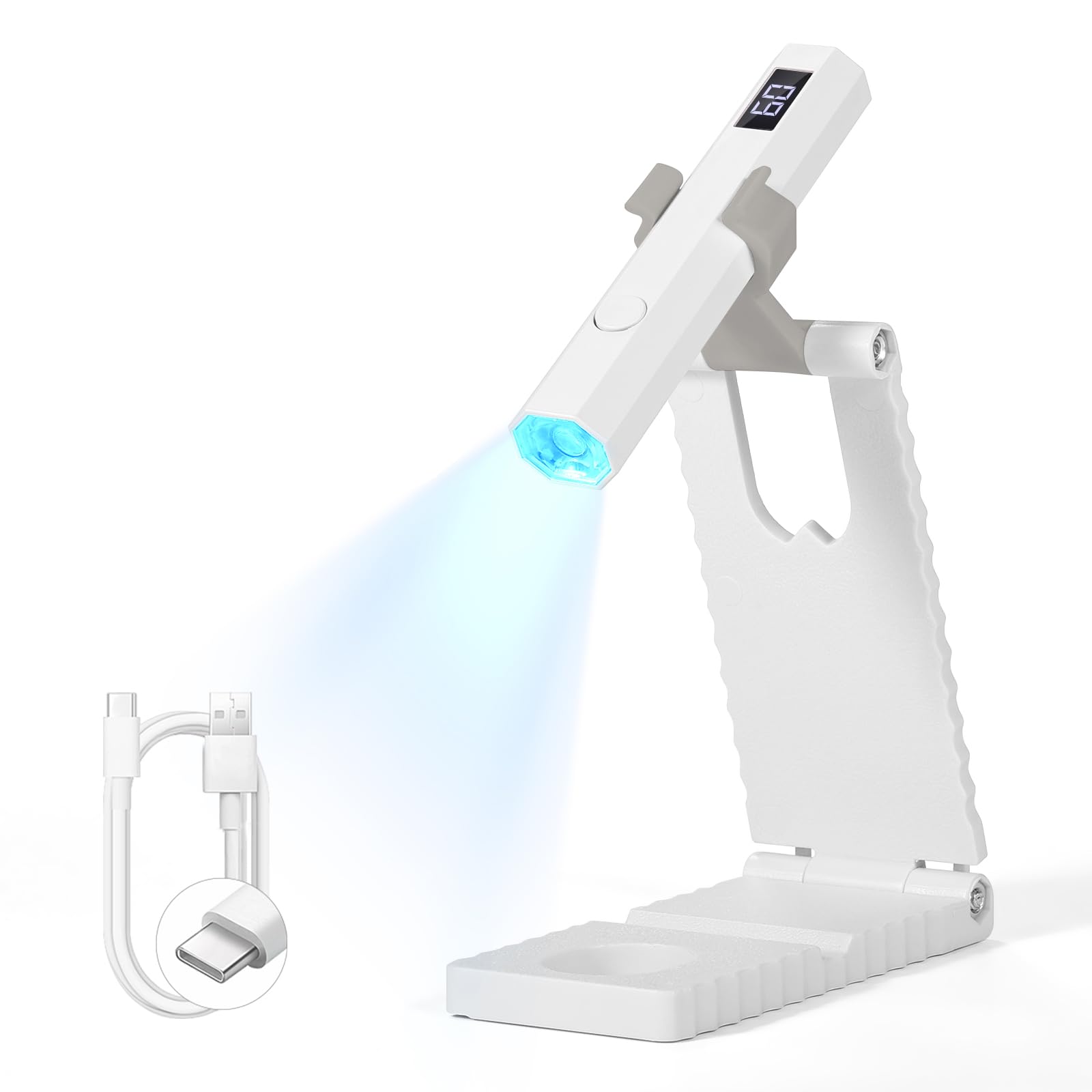 SAVILAND Hands-Free Nail Lamp with Stand: Flash Cure Lamp with 20s/60s Countdown Timer LCD Display 200 mAh Rechargeable LED Nail Light for Gel Nails Polish Rhinestone Decoration DIY Home