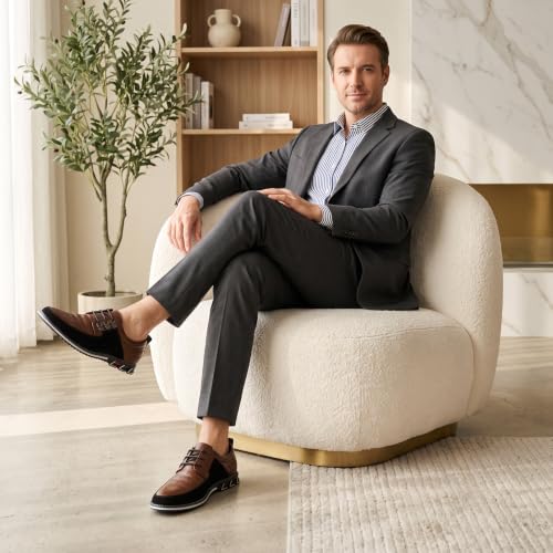 Image of Mens Dress Shoes Casual Business Oxford Derby Orthopedic Leather Shoes Simple Lace-up Walk Loafers Flats Shoes for Men