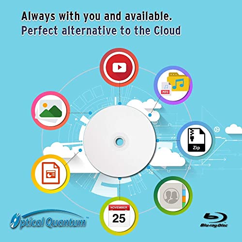 Image of 6X 50GB BD-R DL White Inkjet Printable Blu-ray Double Layer Recordable Media, 50-Disc Spindle