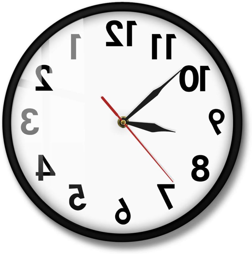 The Geeky Days Backwards Metal Frame Wall Clock Non Ticking Reverse Wall Clock