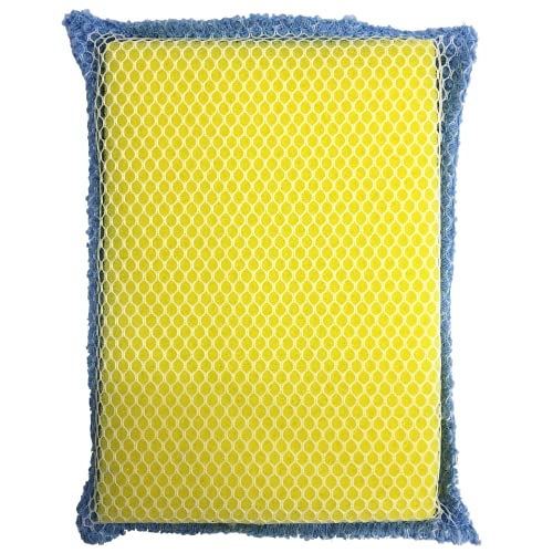 Image of LOLA Microfiber Terry & Nylon Net Sponge Scrubber Pad, Non Scratch 2-Way Cleaning, Gently Scrubs & Wipes Clean, 1 Count
