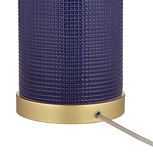 360 Lighting Gilson 24 1/2" High Modern Coastal Glam Table Lamps Set of 2 Gold Textured Blue Finish Ceramic Fabric White Shade Living Room Bedroom Bedside Nightstand House Office Home Reading - Image 7