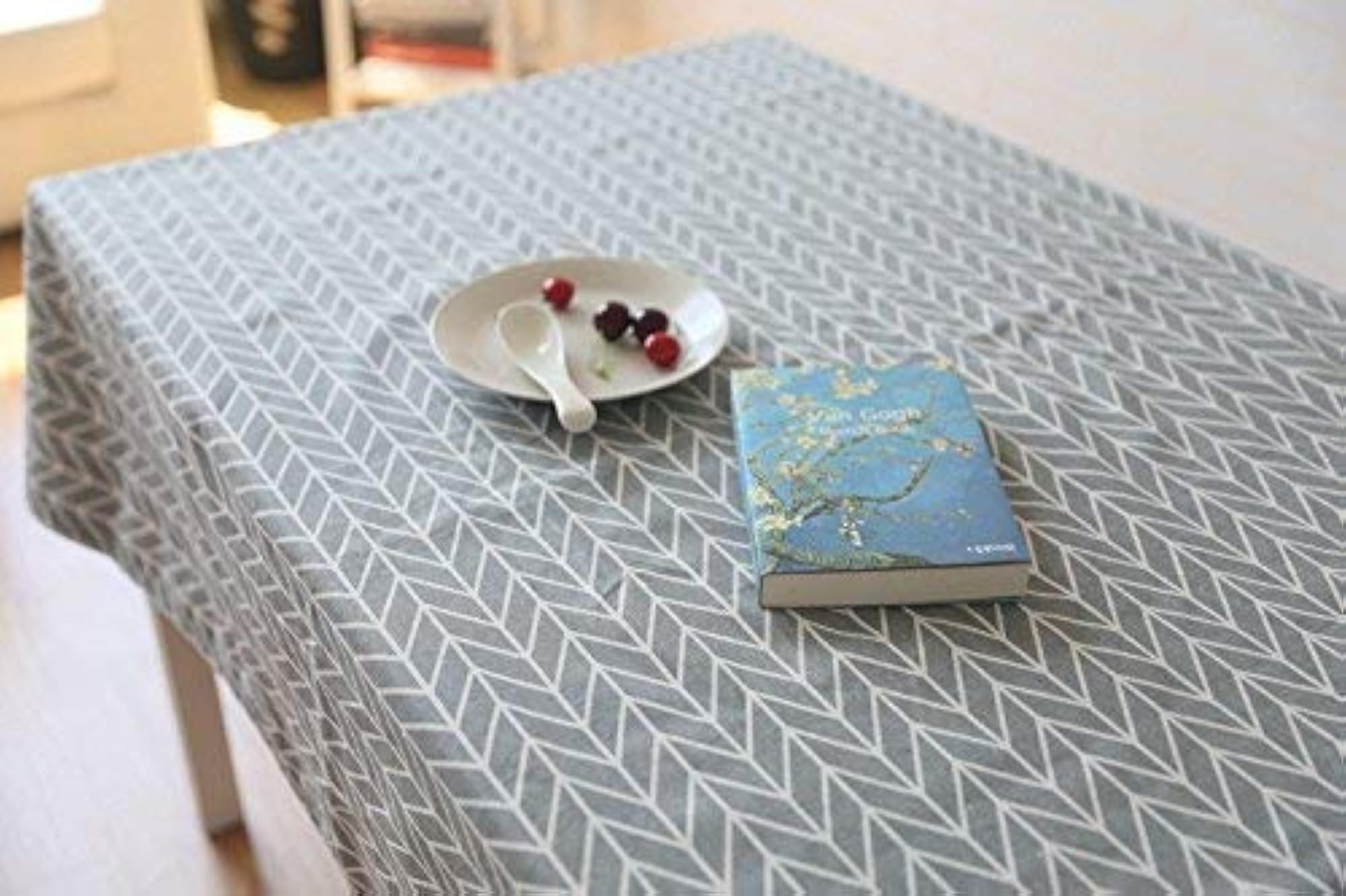 Grey Farmhouse Table Cloth Rectangle Cotton Linen Nordic Twill