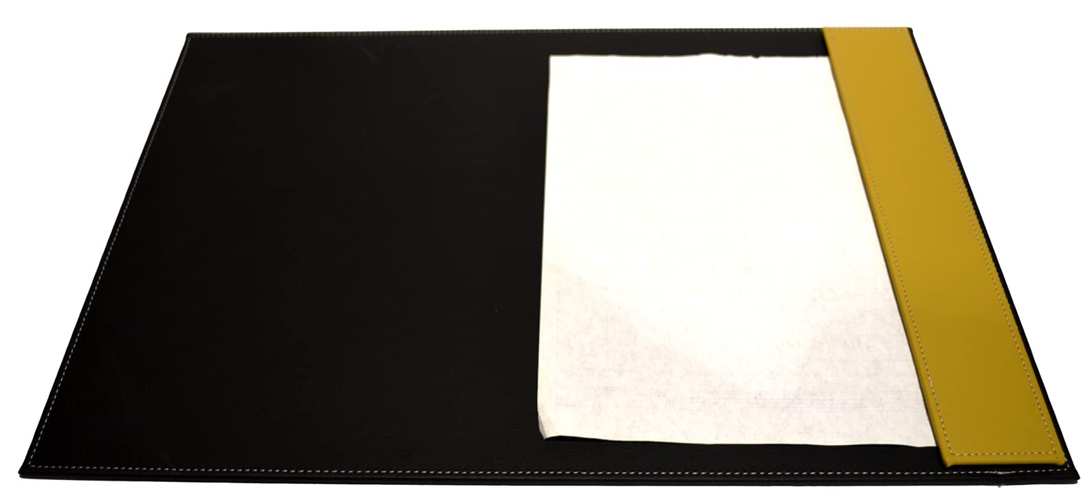 Oggettando - Schreibtisch-Set aus Kunstleder mit Zubehör bestehend aus Schreibunterlage mit Seitenstreifen, Dokumentenablage, Taschenleerer, Stifthalter, Kartenhalter (Ocker)