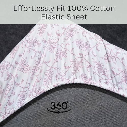 Image of Amazon Brand - Umi Cotton Elastic Fitted Bedsheet, King Size 78x72 Inches, Elastic Fit Bed Sheet, 10 Inch Deep Pocket, Soft Breathable Bedding, Durable Easy Care, with Pillow Cover-Rose Vines