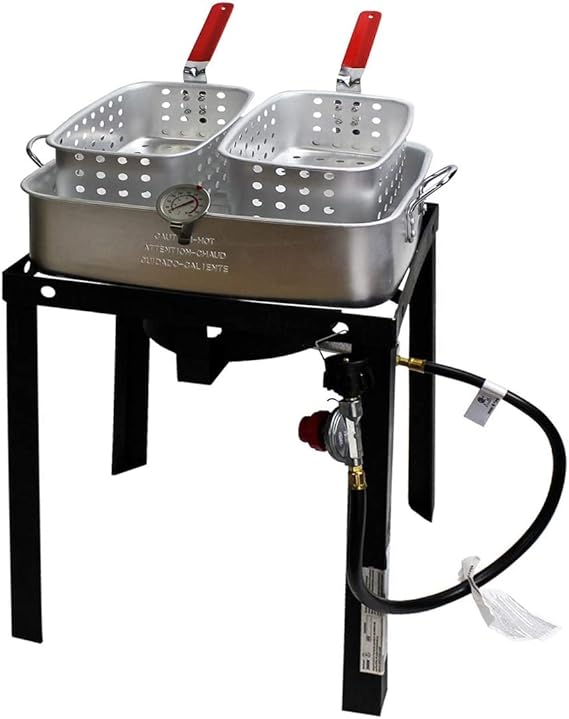 Dual 2 Basket Deep FryerPropane CookerFry Fish/Chicken Outdoor 18 QT. Oil Patio