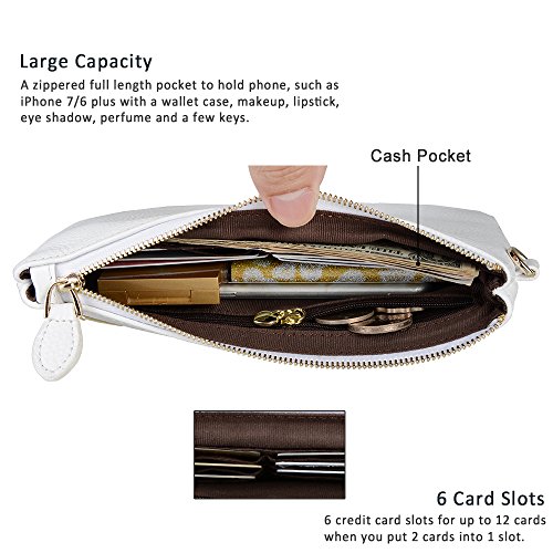 Befen Genuine Leather White Wristlet Clutch Cell Phone Wallet Purse For Women thumb #2