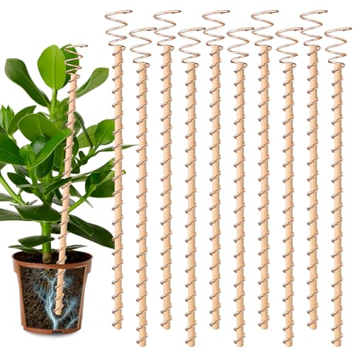 10pcs Electroculture Plant Stakes 13.5/17 Available Copper Coil Wire Antennas Garden Stakes Tensor Rings Kit Copper Rods Electronic Planting for Growing Vegetable Garden Plants Support