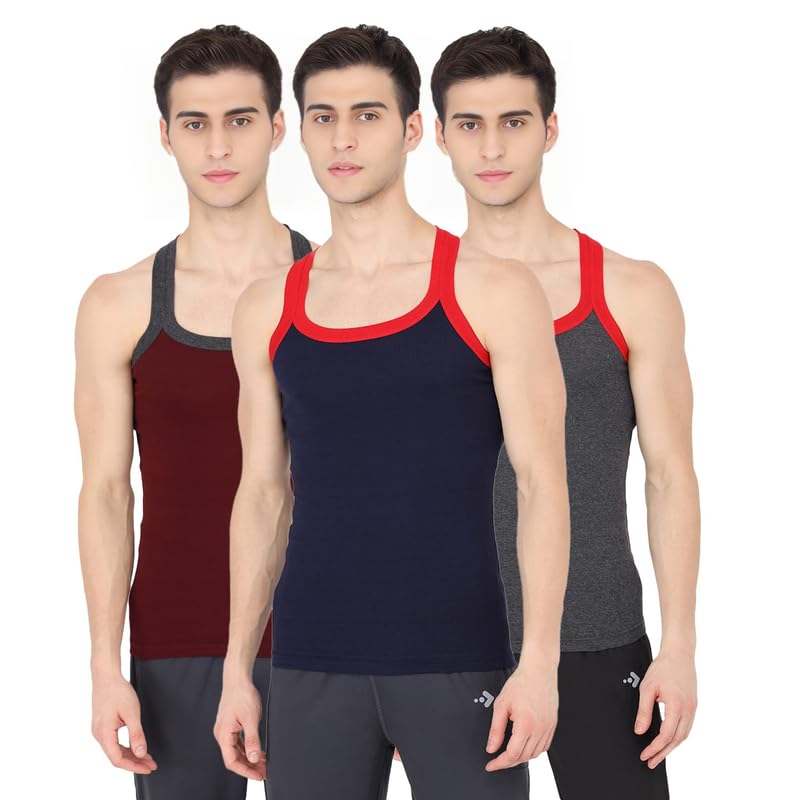 MBG Cotton Men's Gym Vest, Multicolor Soft & Comfortable Square Neck Undershirt-image-8