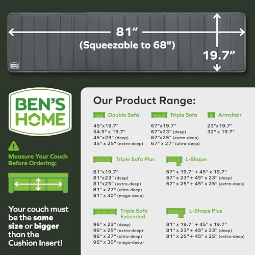 Image of BEN'SHOME Couch Cushion Support Board, Fix Sagging Sofas | 68-81 inch x 19.7 inch | Thick 0.5״ Solid Wood Boards Under Cushions with Anti-Slip Fabric to Repair Sagging Sofa Springs, Worn Couches Replacement