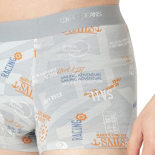 Image of Underjeans by Spykar Men Super Premium Bonded Elastic Light Grey Trunk