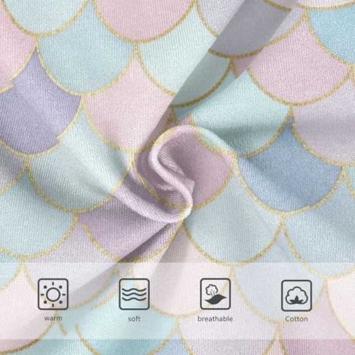 Print Toddler Underwear Floral 2t Cotton Panties for Girl Watercolor Mermaid Scales Pink Briefs Kids Undies3