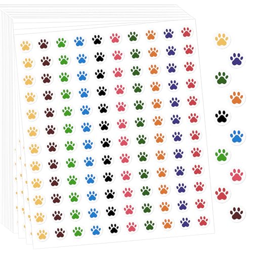 Paw Print Stickers 6000 PCS Small Dog Paw Stickers 10 Colors Dog Puppy Paw Print Labels Mini Incentive Reward Sticker for Kids Cartoon Behavior Chart Sticker for Students Teachers Classroom Supply