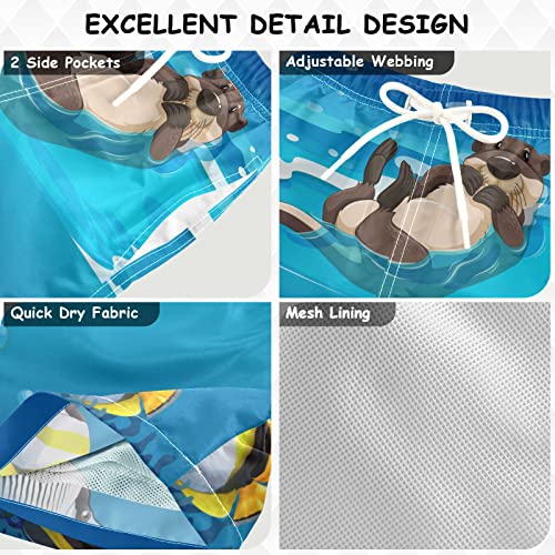 visesunny Cute Otter Fish Animal Boys Funny Toddler Swim Trunks Boy Bathing Suit Quick Dry Kids Beachwear Sports Running Board Shorts3