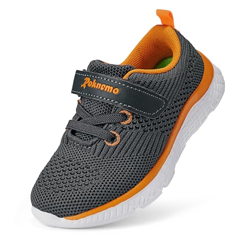 Kids Sneakers for Boys Girls Athletic Running Walking Shoes Lightweight Sports Tennis Shoes Adjustable Strap Sneaker for Little Kid Big Kid Gym School