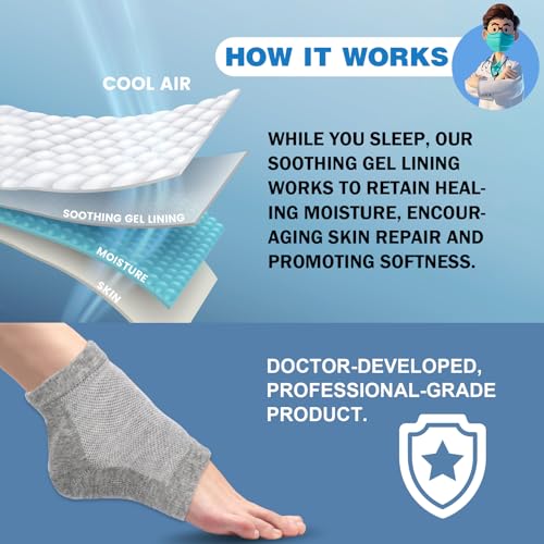 Image of TEAWOO 6 Pairs Grey Moisturizing Heel Socks for Cracked Heel Treatment
