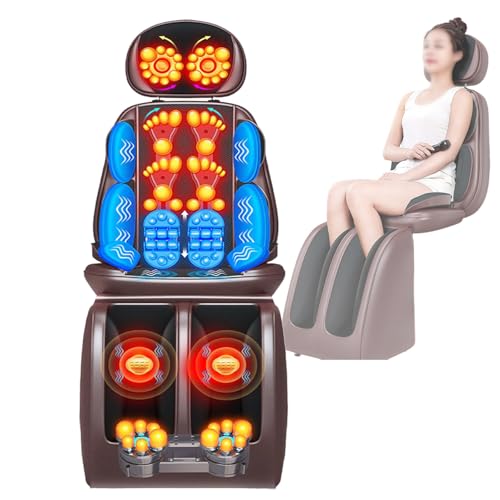 Full Body Massage Chair, Shiatsu Neck and Back Massager with Heating Function, 3-Speed Angle Adjustment, Foot Massage, Multi-Point Massage, Massage Chair Cushion for Home and Office Use