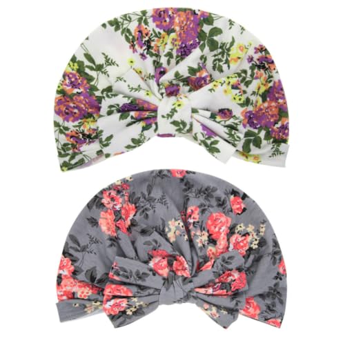 ABOOFAN 2 Gorros para Dormir Infantiles Lazo sin Borde, Estampados en Algodón y Spandex, Protectores Cabeza del Ñiño, Fáciles de Llevar para Dormir y Color Aleatorio Varios Estilos