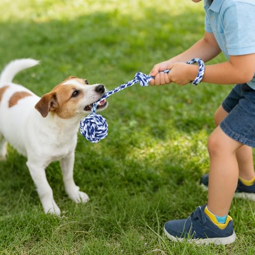 Image of Depets Dog Rope Toys for Small Dogs, 4-Pack Durable Puppy Rope Chew Toys for Teething, Puppy Tug of War Interactive Toy, Washable Knot Dog Toy for Dental Care & Anxiety Relief
