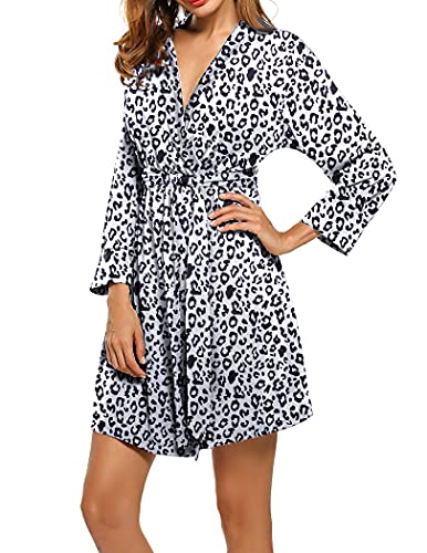 Image of HOTOUCH Womens Robe Lightweight Short Knit Bathrobe Soft Ladies Sleepwear with Pockets