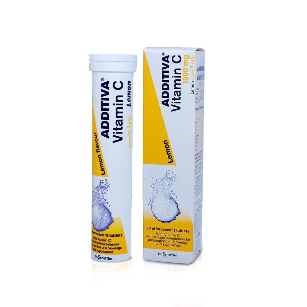 Vitamin C 1000 mg Lemon Flavor Effervescent Tablets, Made in Germany, 20 Tablets