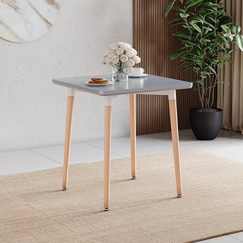 Vida Designs Batley Square Dining Table With Solid Beech Wood Legs, Modern Dining Room (Grey, 2 Seater)