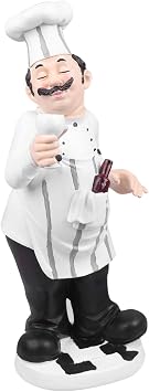 Chef Resin Figurine - Large Cook Chef Kitchen Decor French Chef Figurine Resin Chef Statue for Countertop Table Restaurant Kitchen Decoration, 12.6" x 4.7"