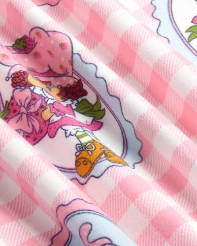 Image of COCO BRANDS Strawberry Shortcake Womens Pajama Sets - 2 Piece Soft Stretch Button Down Sleep Shirt and Pajama Pants