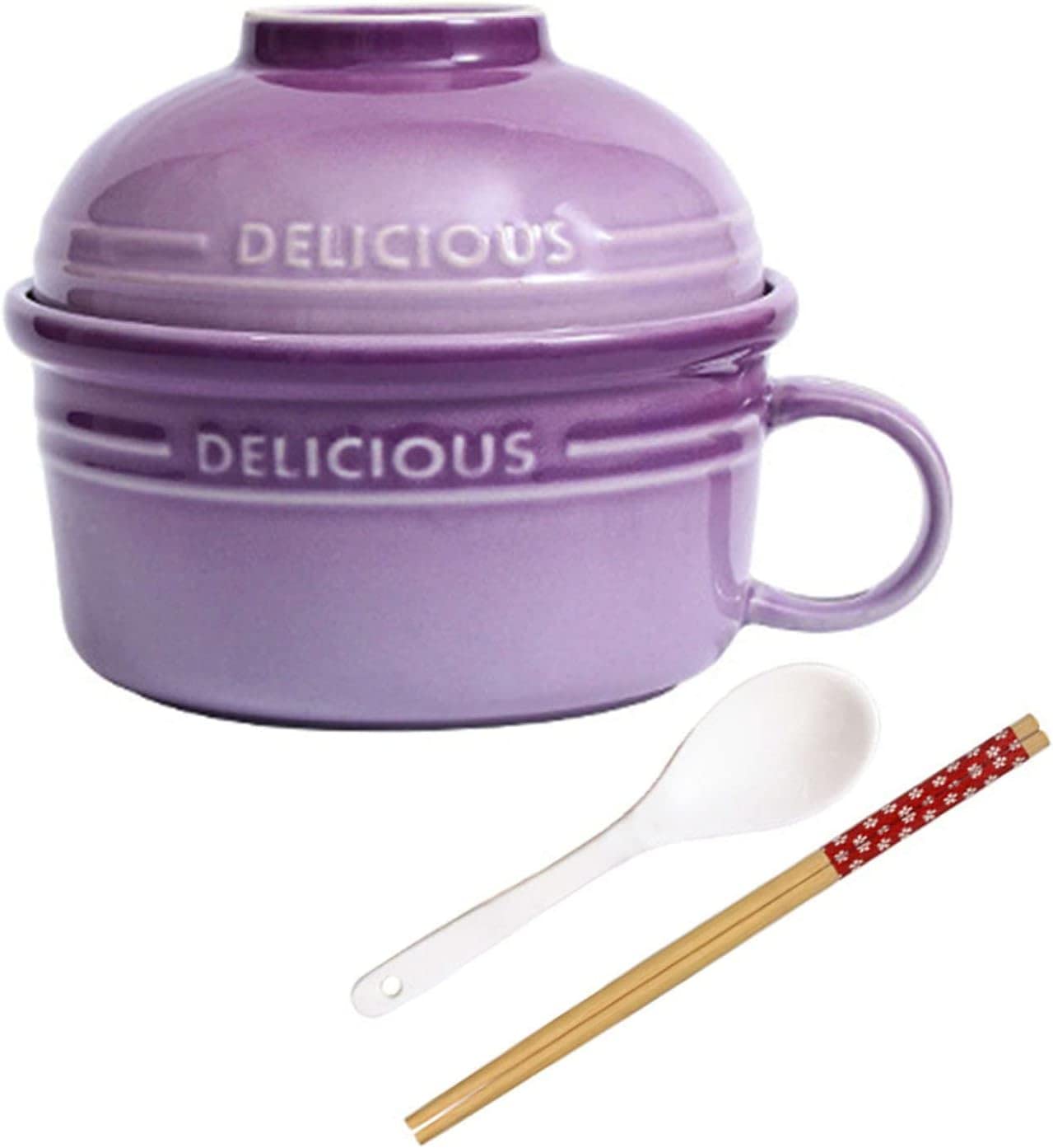 pojemniki na zupę, Ceramiczne miski do zupy 550 ml, japońskie, miska z pokrywką i uchwytem, ​​miska na ramen, płatki śniadaniowe, czerwona, ml/19,4 uncji