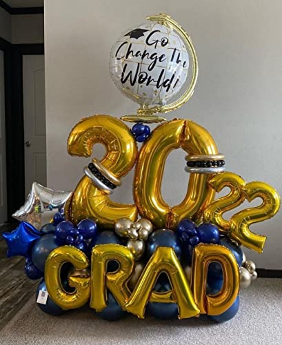 Image of Atpata Funky Go Change The World Globe Shape Graduation Theme Foil Balloon - Perfect for Grad Parties, Academic Celebrations, and Happy Graduation Convocation & other Grad Decorations