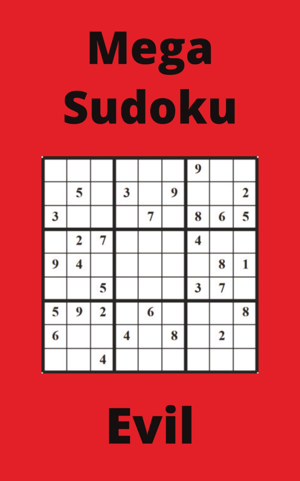 Red Mega Sudoku Book, 9x9 Puzzles, 50 Pages, 5x8, Evil