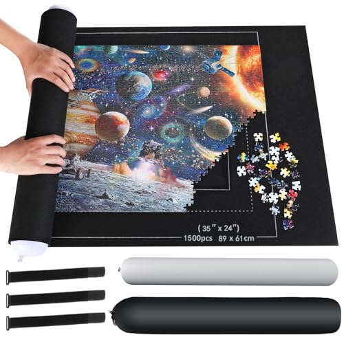ZOYIDOUX Puzzlematte Puzzlerolle, Puzzelmatten für Puzzle bis 1500,1000,500 leicht zu lagern und zu transportieren,Riesenfilzmatte zur Aufbewahrung von Puzzles(66 * 118cm)