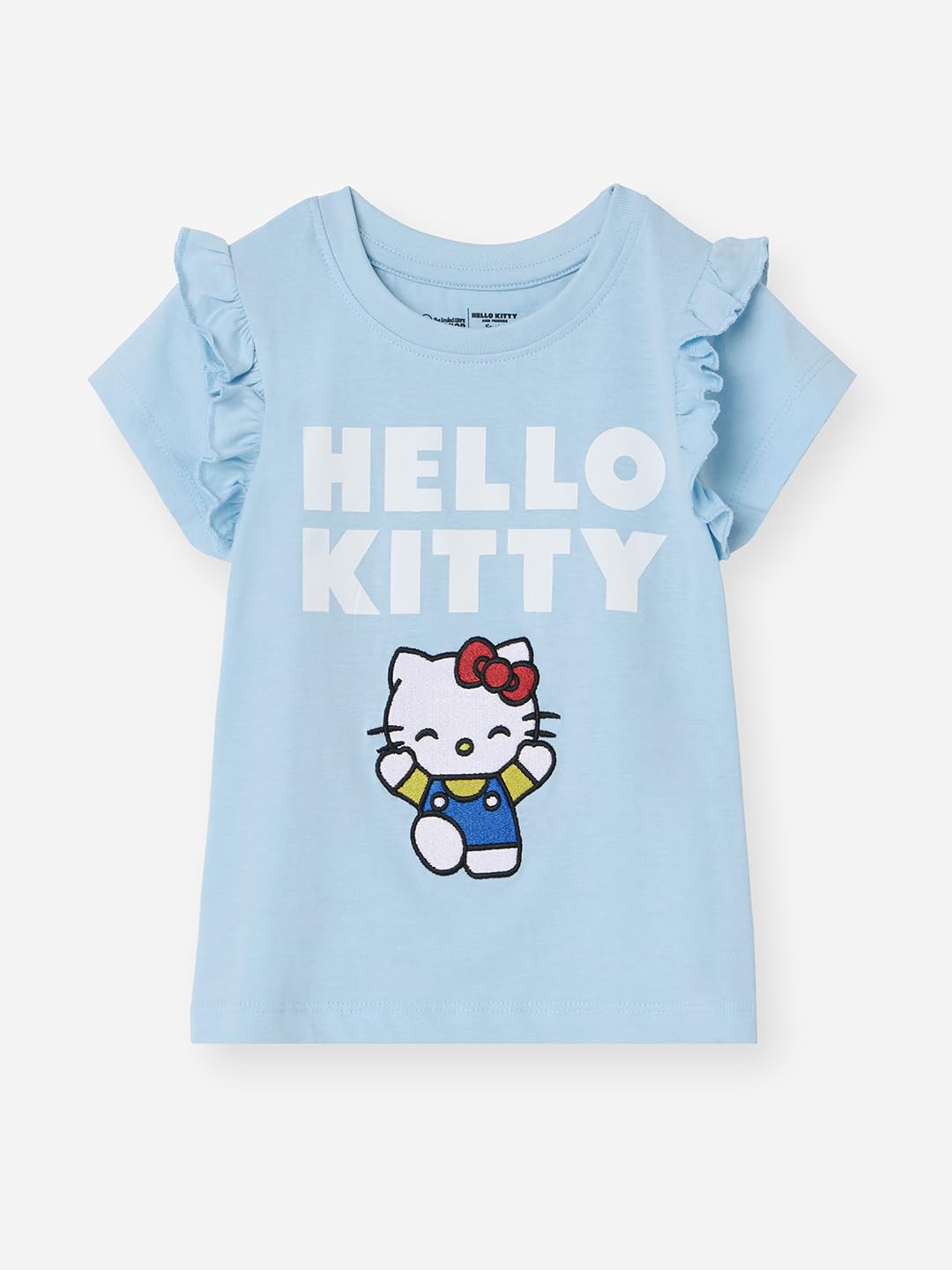 The Souled Store Hello Kitty: Kitty Love - Camiseta de algodón de manga corta con cuello redondo y estampado gráfico azul (2-8 años)