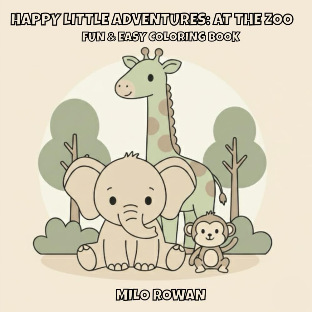 Happy Little Adventures: At the Zoo: Fun & Easy Animal Coloring Book for Kids Ages 4–8
