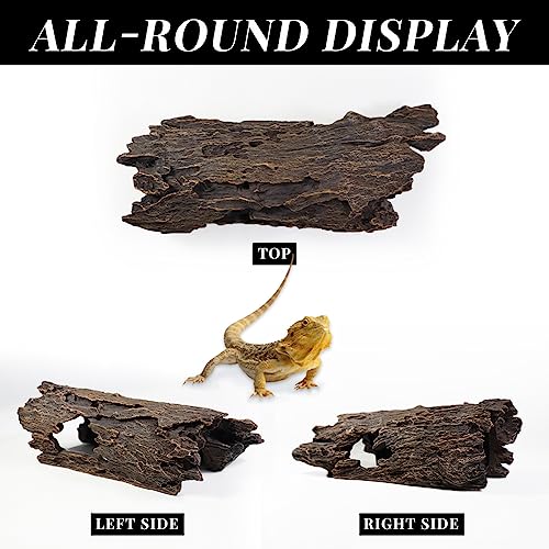 Image of Fish Tank Decorations - Large Aquarium Decorations Air Bubbler Tree Fish House for Betta Hideout Caves Buddha Decor Temple Ruins Arched Betta Fish Accessories Reptile House Shelter Decor (Wood A-L)