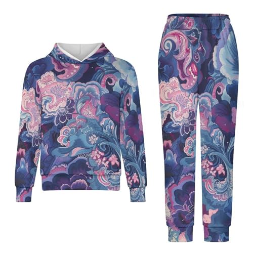 Traditional Purple Pink PaisleyChildren's Sweater Suit, Suitable for Spring, Autumn And Winter, Daily Matching4