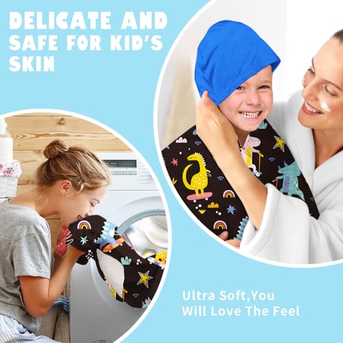 Image of Dinosaur Boys Beach Towel with Hoodie for Kids Toddlers Age 4-8,Dino Blue Bath Towels Shower Wrap for Boys, Hooded Poncho Beach Blanket for Pool Swimming Cute Wearable Bath Towel for Child