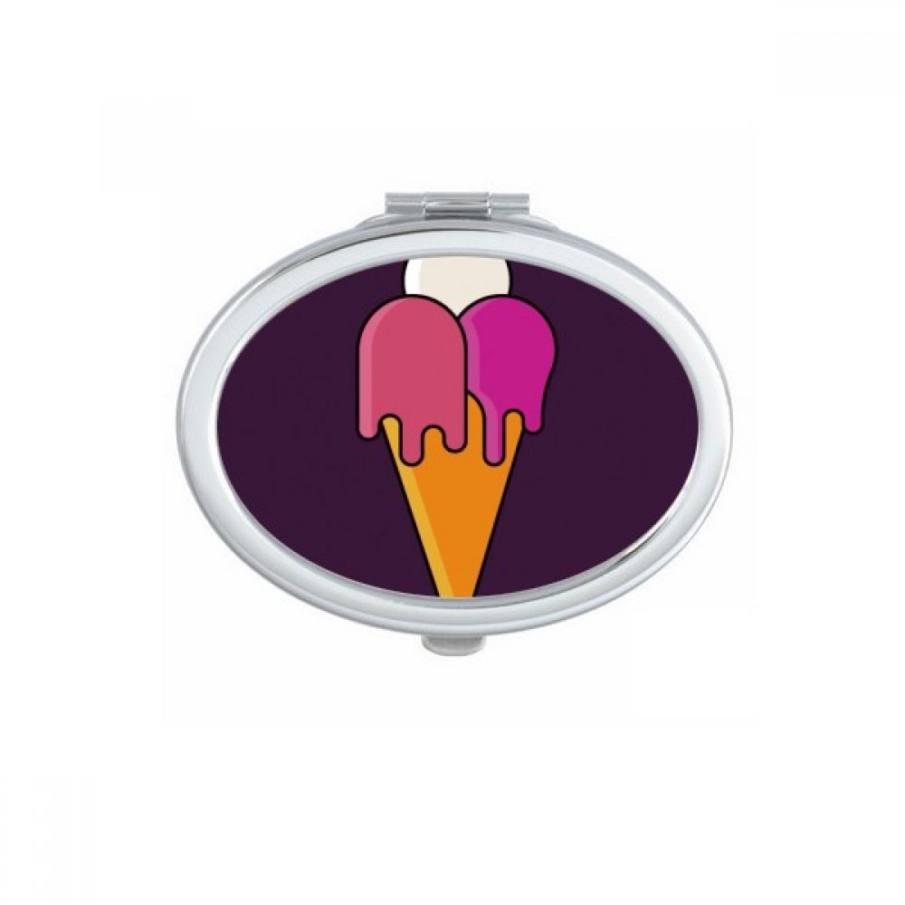 Miroir de maquillage compact portable motif cornet de crème glacée pour vos retouches en voyage