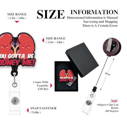 Image of You Gotta Be Kidney Me Funny Renal Nurse Retractable Badge Reel with Alligator Clip, Gifts for Nephrologist Doctors Nurses Care Urologist, Urology Dialysis, Medical Professional