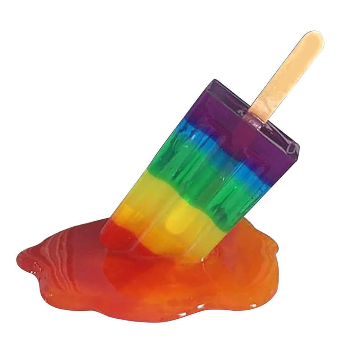 Grtheenumb Realistic Artificial Lollipops, Melting Lollipop Sculpture Transparent Resin Ice Cream Miniature Statue for Desk Decor Colorful