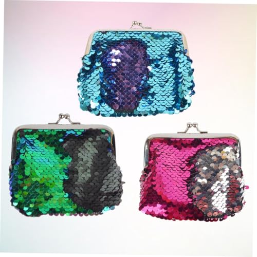 BESPORTBLE 3pcs Sequin Coin Purse Mini Bag for Girl Stylish Small Pouch Mermaid Design for Cards Coins Keys Change and Small Items3