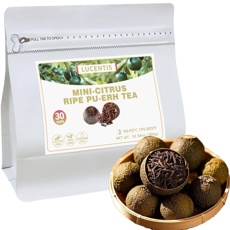 Citrus Pu'er Tea – 10.58oz/300g, Xiao Qing Gan (Tangerine Peel Pu-erh), Chinese Origin, Whole Mini Tangerine with Aged Pu’er, Smooth & Fragrant 新会小青柑，柑普茶，天马一号