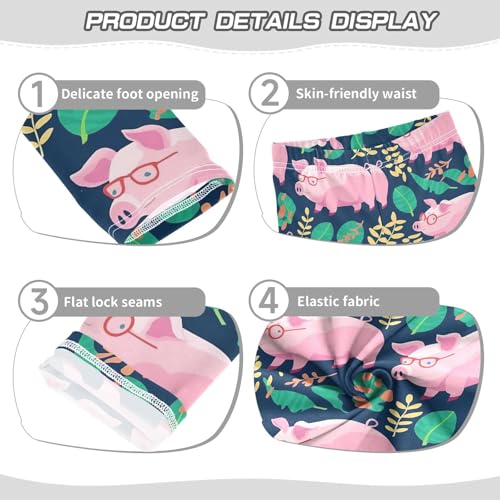 Cartoon Pigs Girls' Leggings Toddler Doodles Pink Kids Yoga Pants Dance Active Tights 4T3