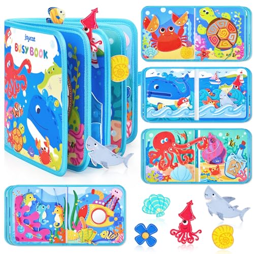 Image of JoyCat Ocean Busy Book for Toddlers 1-3 - Travel Toy Activity Book for 1 2 3 Year Old Boys Girls, Educational Travel Toy with Sea Animals & Life Skills, Easter Basket Stuffers Kid, Autism Sensory Toys
