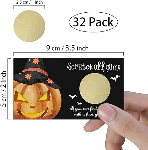 Miniatura 2 de REWIDPARTY Juego de cartas para raspar para fiesta de calabaza (32 piezas) Actividad divertida de Halloween para grupos, niños y adultos, juegos de