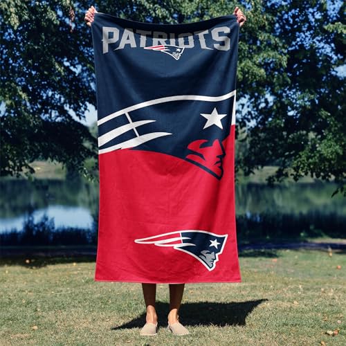 Image of Northwest NFL New England Patriots Microfiber Beach Towel, 30 x 60 Inches - Quick Dry, Sand Resistant, Lightweight, Highly Absorbent, Incisor Design