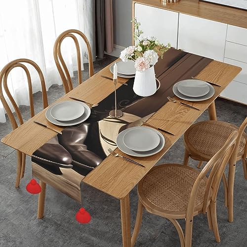 Chemin de table en lin lavable pour décoration automnale cowboy
