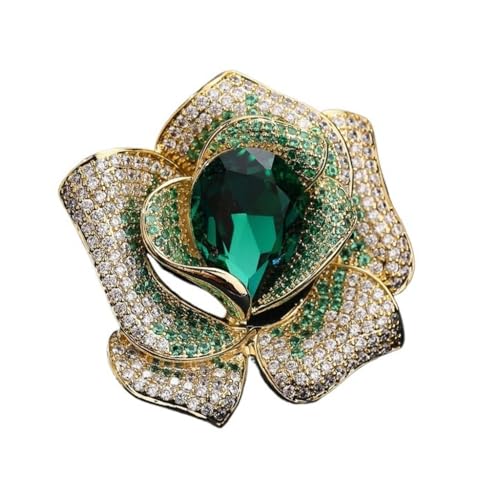 Broche corsage zircone rose pour manteau et veste femme élégante