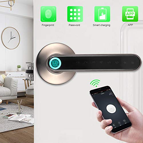 Fechadura de porta com impressão digital, fechadura de porta de entrada sem chave Bluetooth intelige